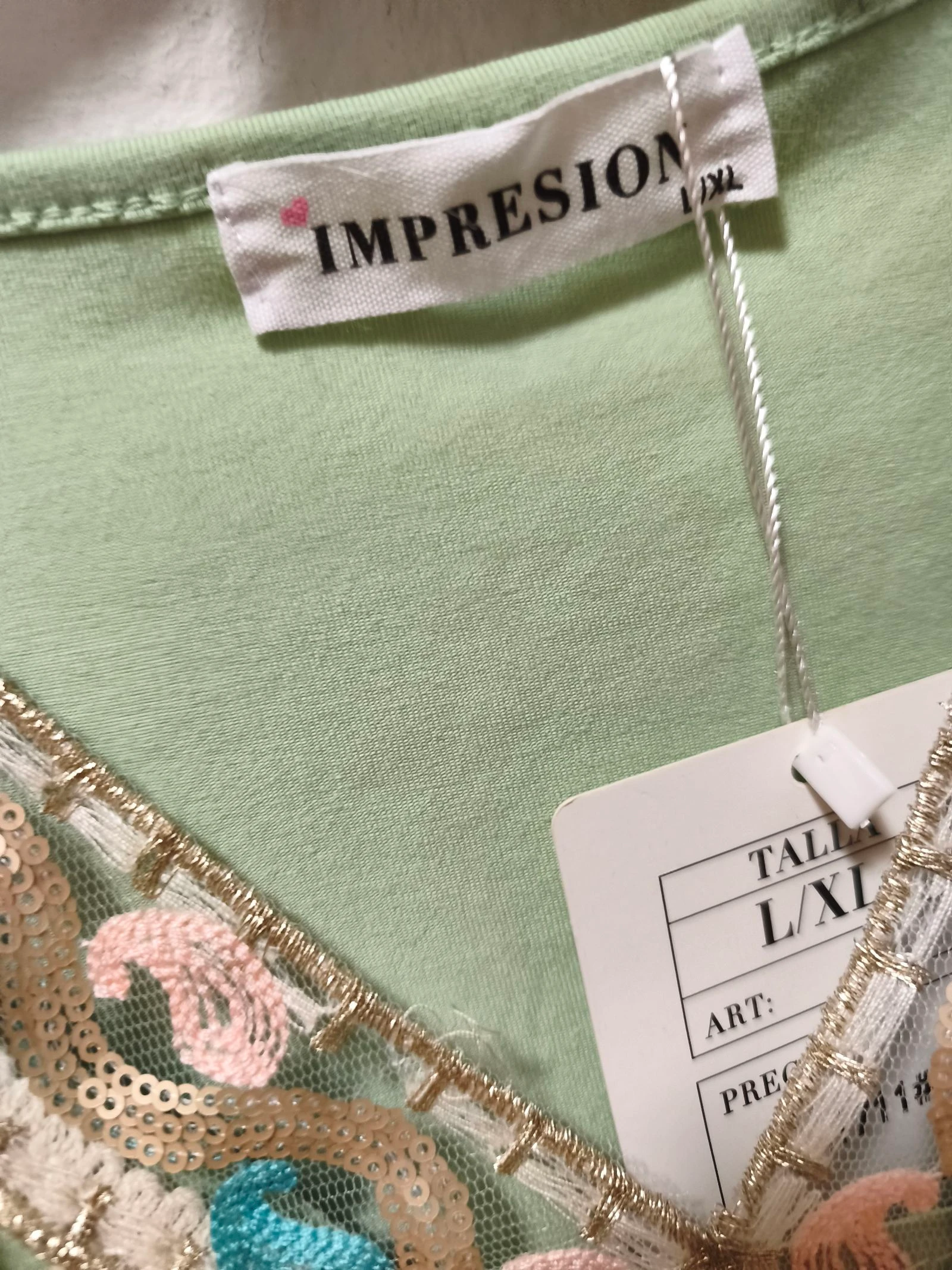 T-shirt vert coton boho – photo 6